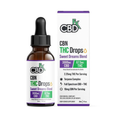 CBDfx, CBN + THC Drops: Sweet Dreams Blend, Full Spectrum, 1fl oz, 67.5mg THC + 300mg CBN + 3000mg CBD