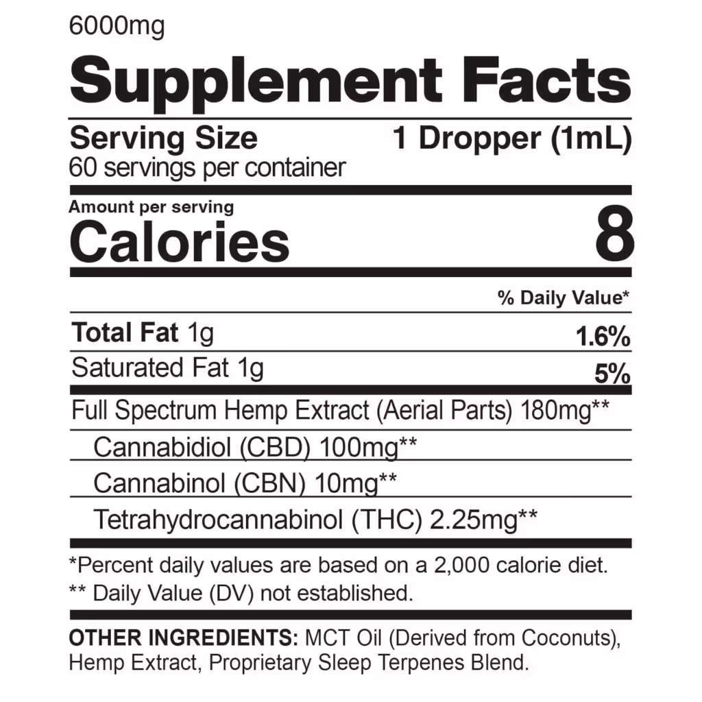 CBDfx, CBN + Delta-9 THC Drops: Sweet Dreams Blend, Full Spectrum, 2fl oz, 135mg THC + 600mg CBN + 6000mg CBD