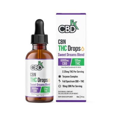 CBDfx, CBN + THC Drops: Sweet Dreams Blend, Full Spectrum, 2fl oz, 135mg THC + 600mg CBN + 6000mg CBD