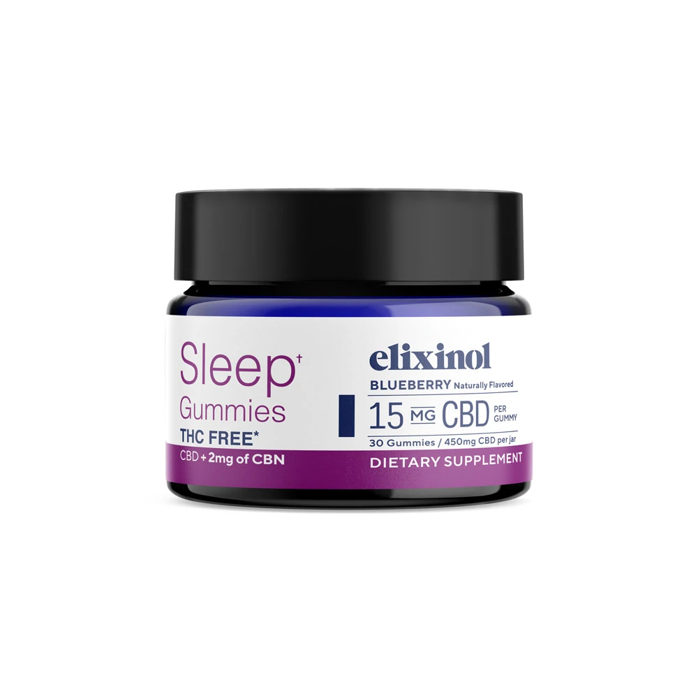 Elixinol, CBN + CBD Sleep Gummies THC Free, Blueberry, 30ct, 60mg CBN + 450mg CBD 1