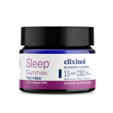 Elixinol, CBN + CBD Sleep Gummies THC-Free, Blueberry, 30ct, 60mg CBN + 450mg CBD