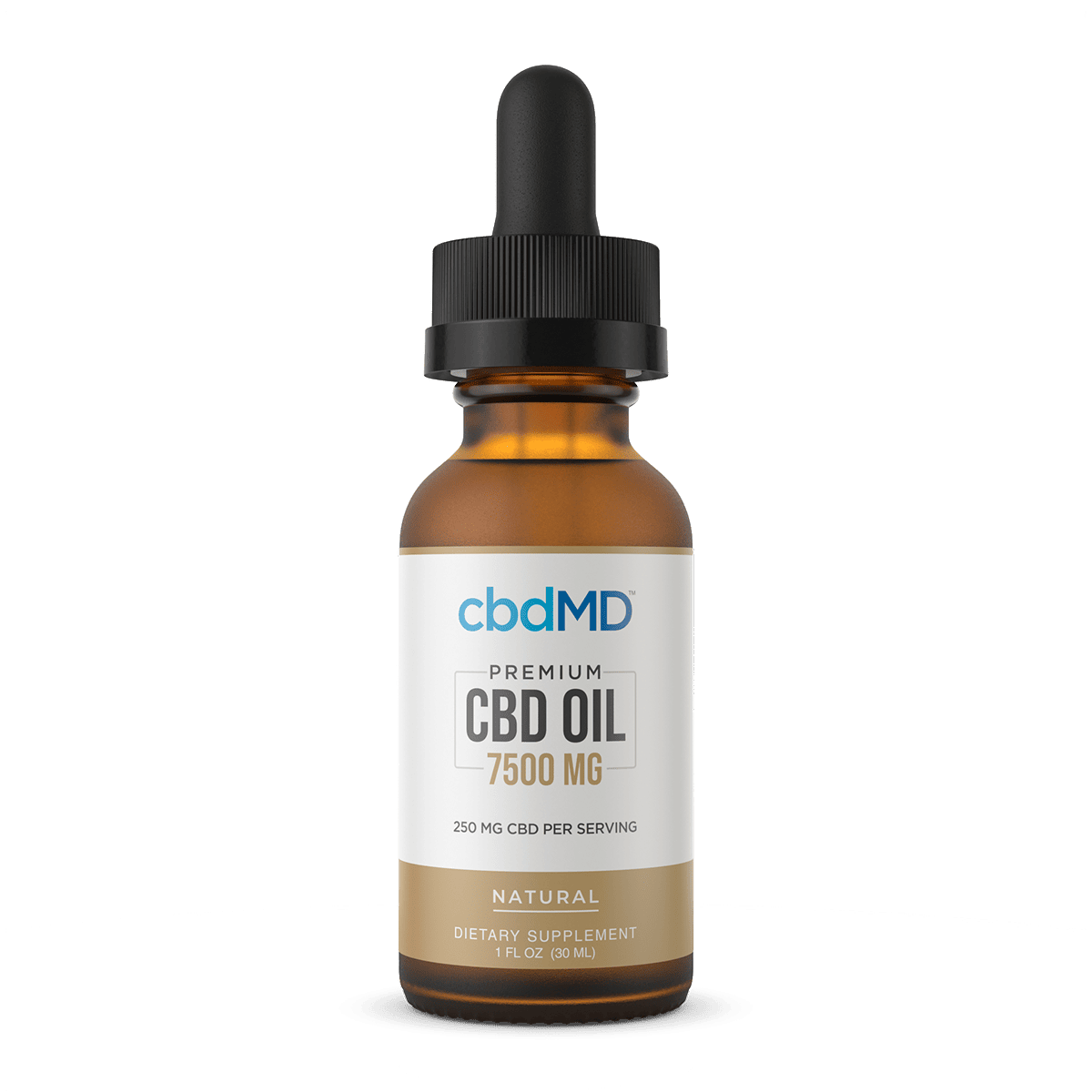 cbdMD, CBD Oil Tincture, Broad Spectrum THC-Free, Natural Flavor, 1oz, 7500mg CBD 1