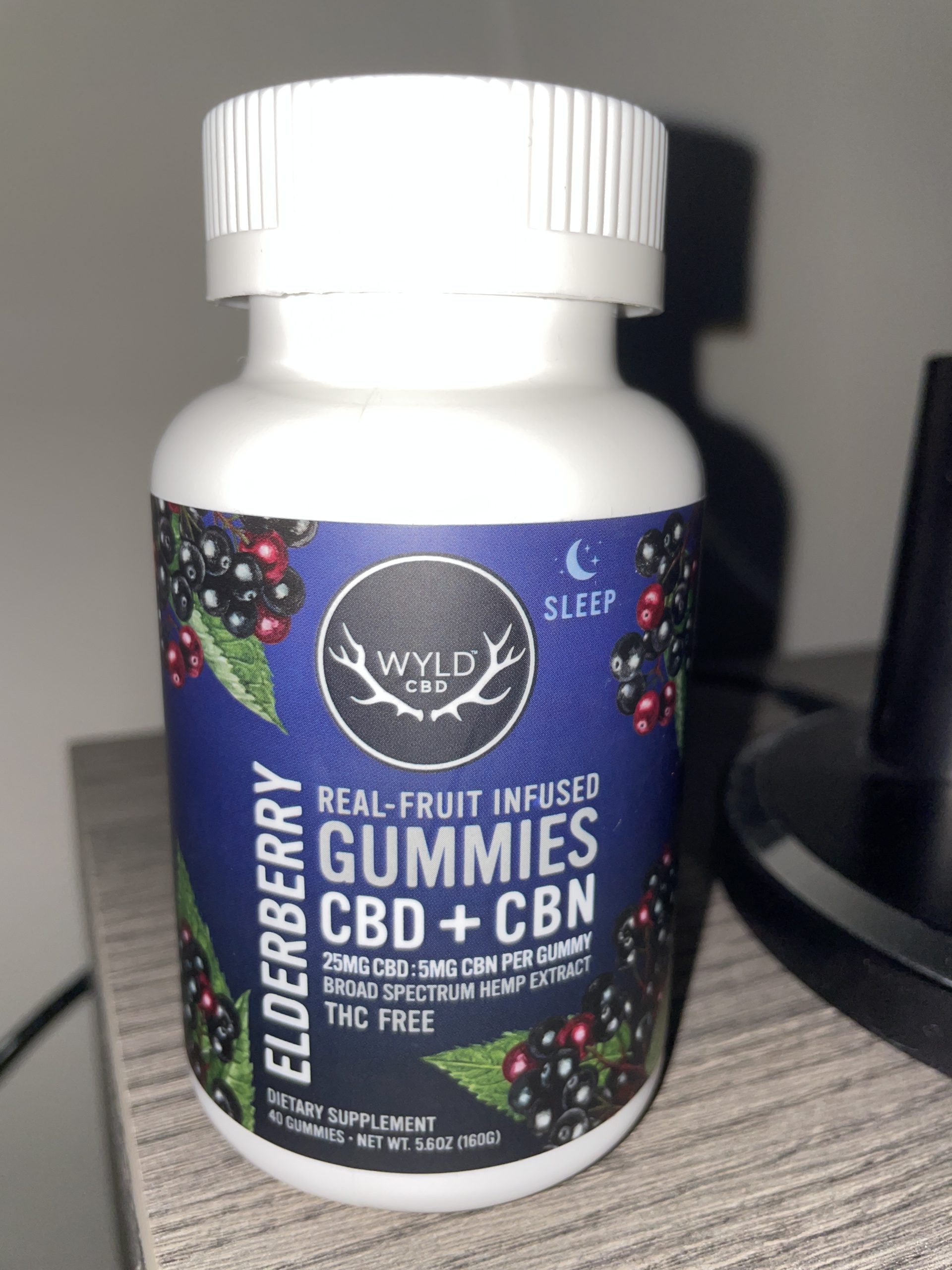 Wyld CBD, Elderberry Gummies, Broad Spectrum THCFree, 40ct, 200mg CBN + 1000mg CBD CBD.market