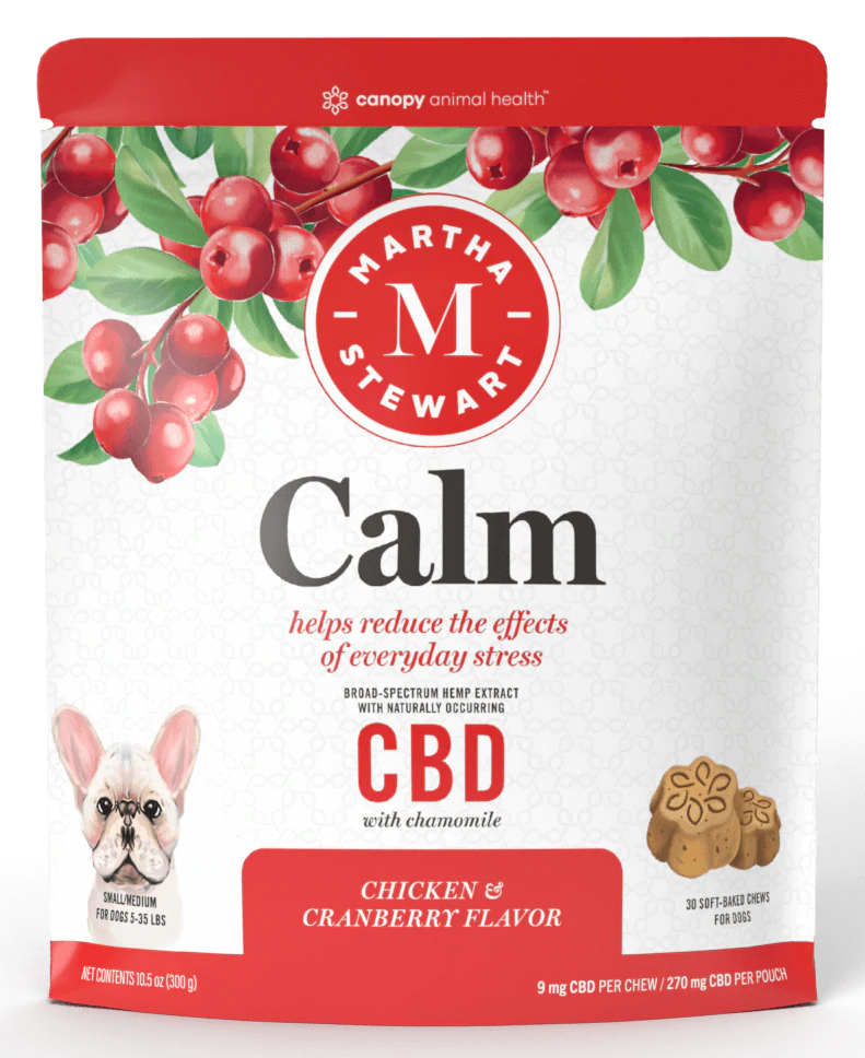 Martha Stewart CBD, Calm Chicken & Cranberry Flavor Soft Baked Chews, Small:Medium, Broad Spectrum THC-Free, 30ct, 270mg CBD 1