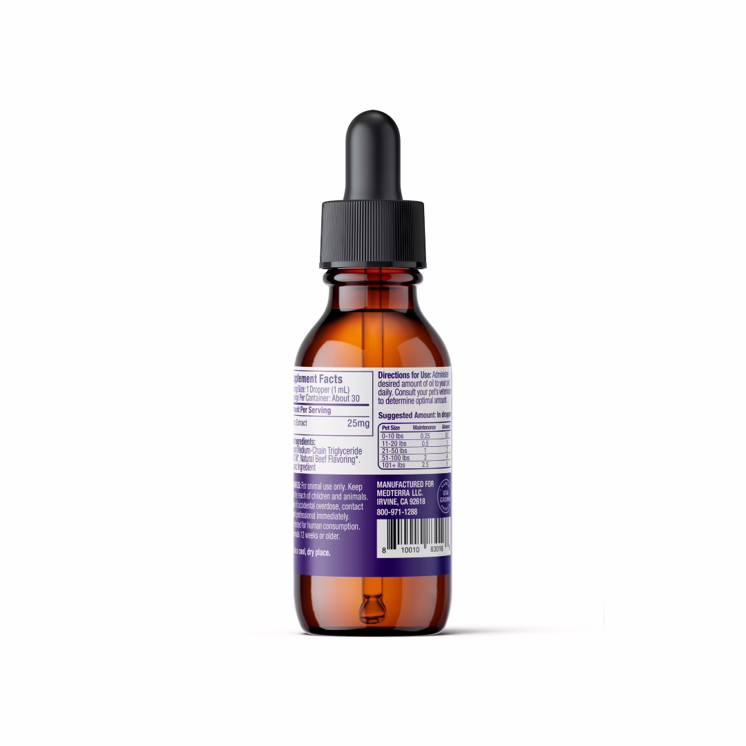 Medterra, CBD Drops for Dogs + Cats, Isolate THC-Free, Chicken, 1fl oz, 750mg CBD
