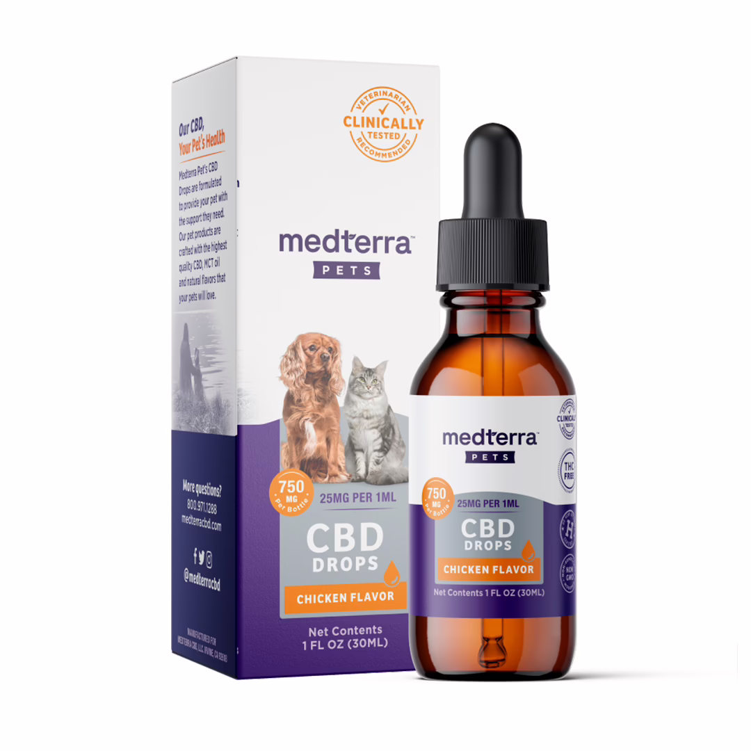 Medterra, CBD Drops for Dogs + Cats, Isolate THC-Free, Chicken, 1fl oz, 750mg CBD 5 Medterra, CBD Drops for Dogs + Cats, Isolate THC-Free, Chicken, 1fl oz, 750mg CBD