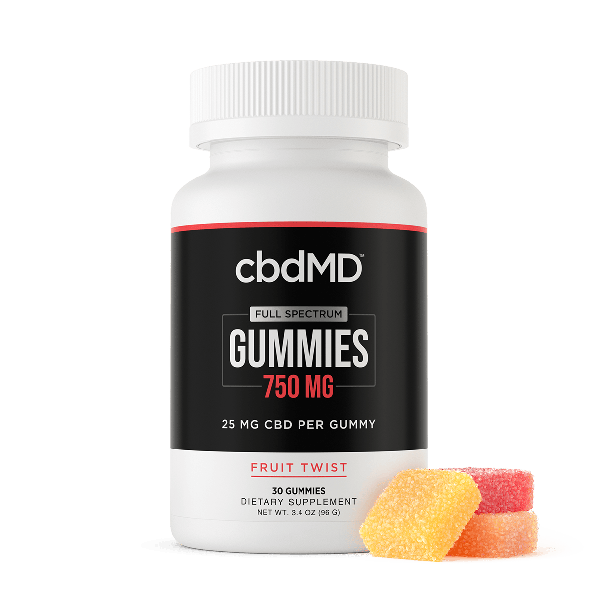 cbdMD, CBD Fruit Twist Gummies, Full Spectrum, 30-Count, 750mg CBD 1