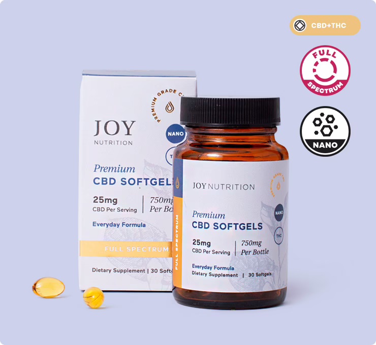 Joy Organics, CBD Softgels, Full Spectrum, 30ct, 750mg CBD