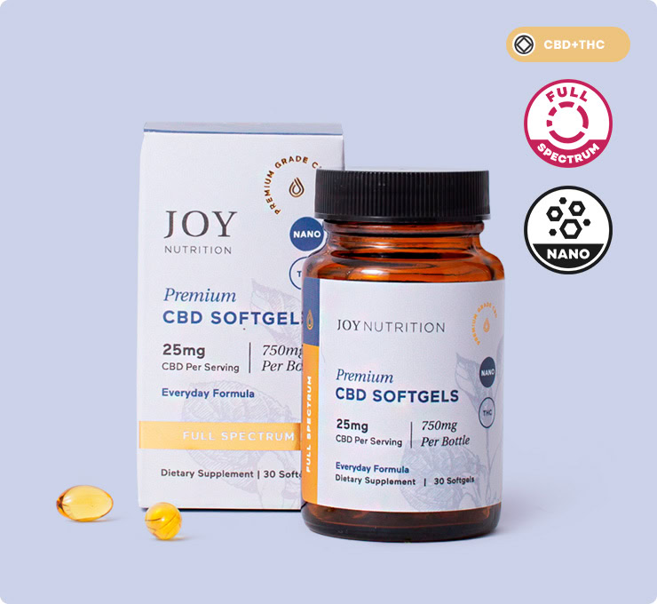 Joy Organics, CBD Softgels, Full Spectrum, 30ct, 750mg CBD