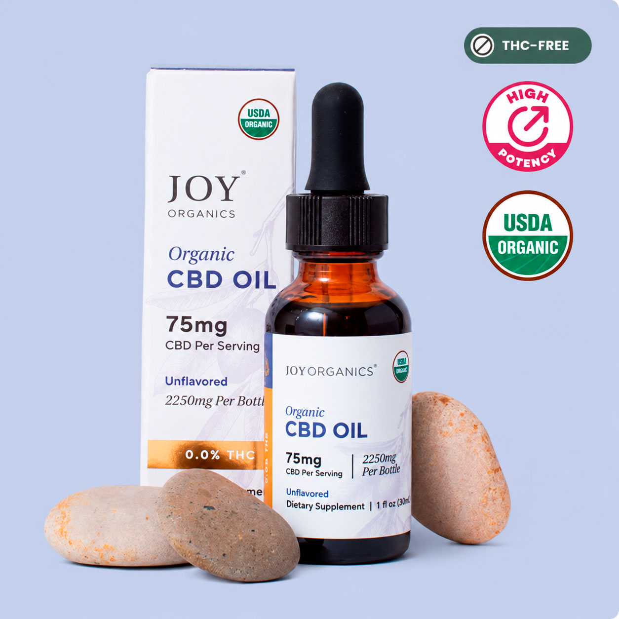 Joy Organics, Unflavored Organic CBD Tincture, Broad Spectrum THC-Free, 1fl oz, 2250mg CBD
