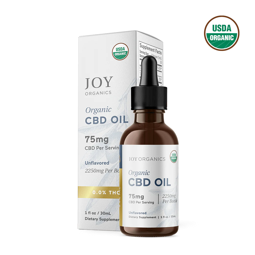 Joy Organics, Unflavored Organic CBD Tincture, Broad Spectrum THC-Free, 1oz, 2250mg CBD 1