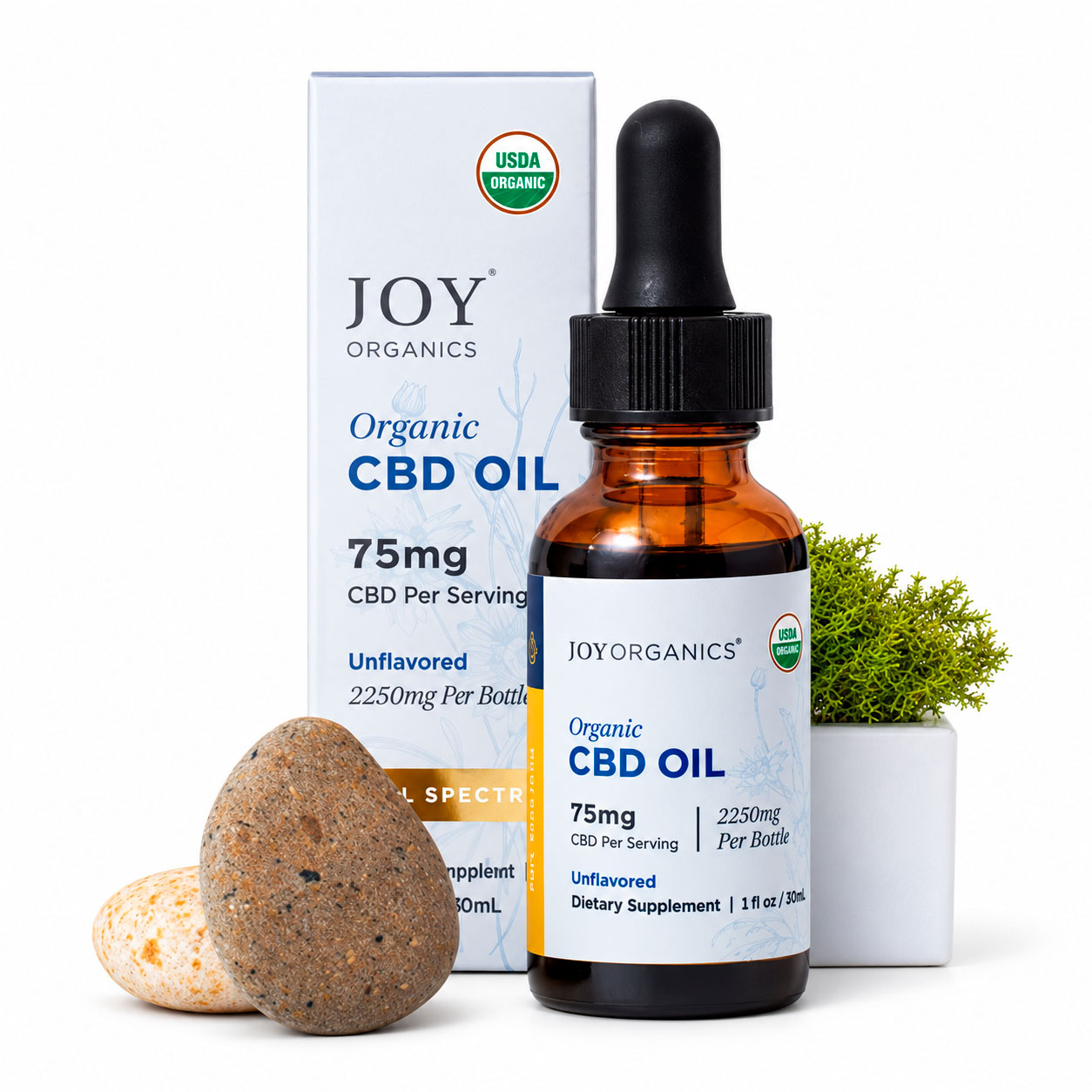 Joy Organics, Unflavored Organic CBD Tincture, Full Spectrum, 1fl oz, 2250mg CBD