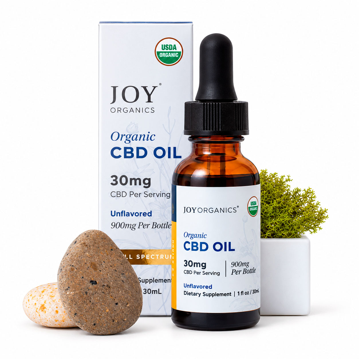 Joy Organics, Unflavored Organic CBD Tincture, Full Spectrum, 1fl oz, 900mg CBD