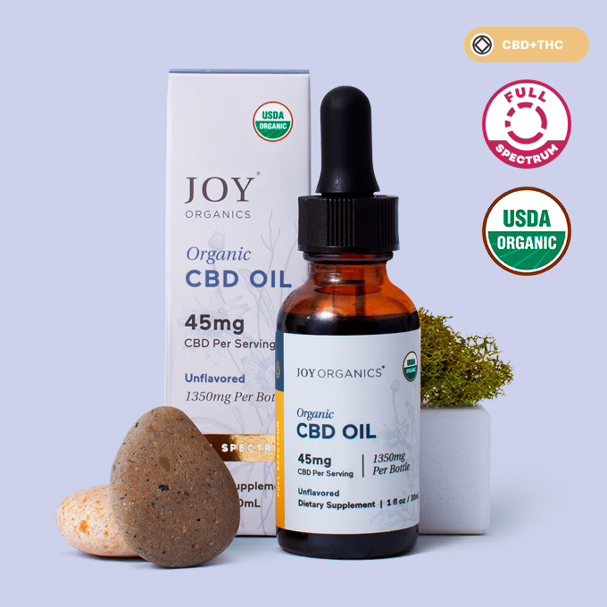 Joy Organics, Unflavored Organic CBD Tincture, Full Spectrum, 1fl oz, 900mg CBD