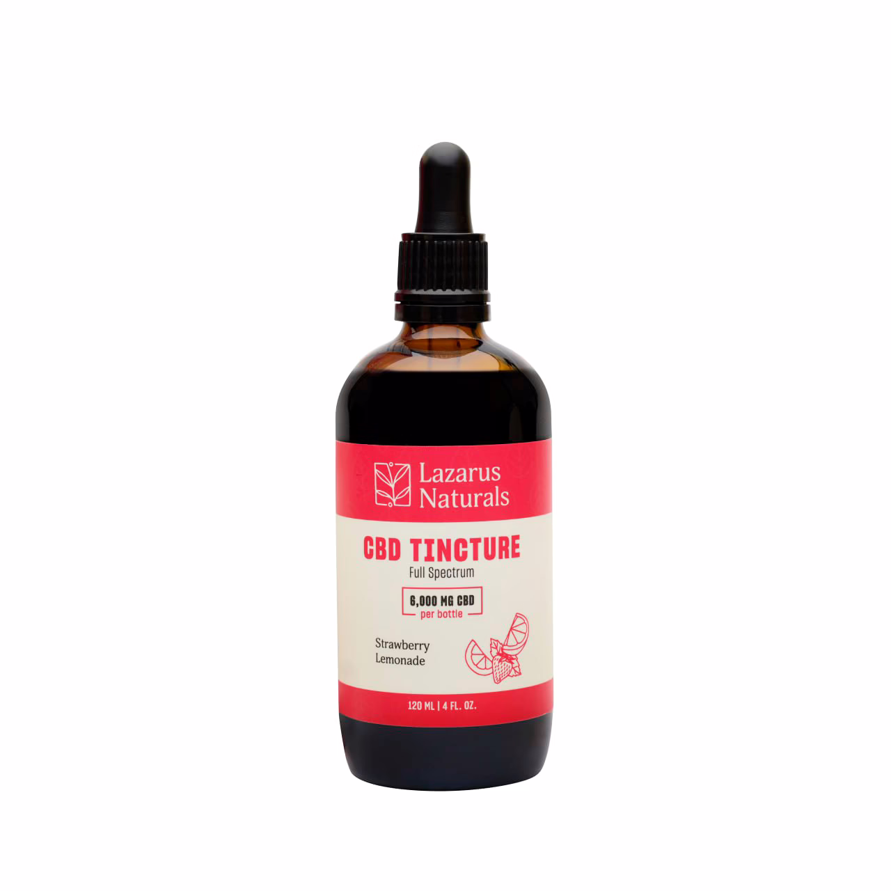 Lazarus Naturals, CBD Tincture, Strawberry Lemonade, Full Spectrum, 4fl oz, 6000mg CBD