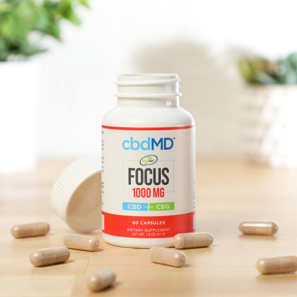 cbdMD, CBD + CBG Focus Capsules, Broad Spectrum THCFree, 60ct, 1000mg