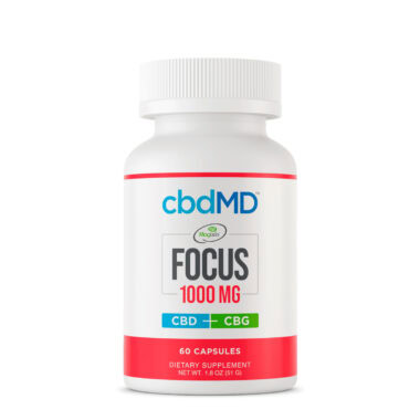 cbdMD, CBD + CBG Focus Capsules, Broad Spectrum THC-Free, 60ct, 1000mg CBD+CBG