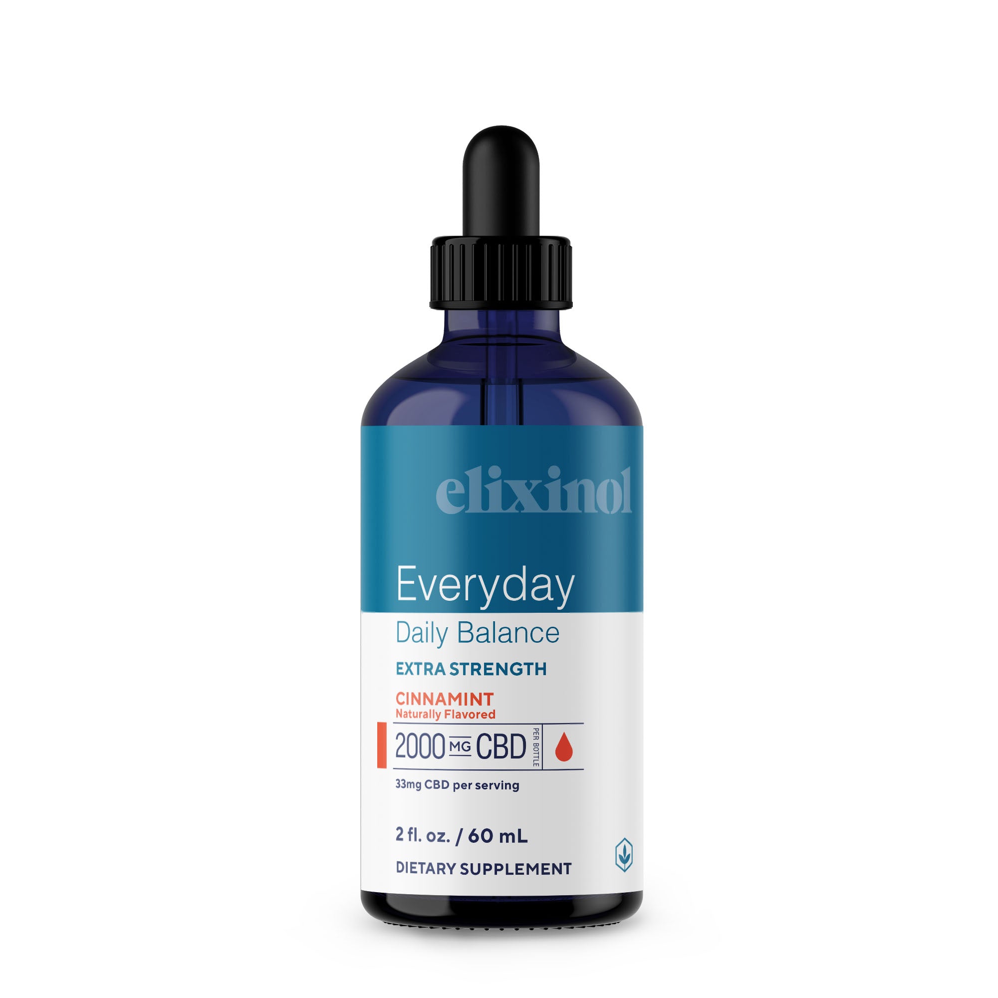 Elixinol, Daily Balance CBD Tincture, Full Spectrum, Cinnamint, 2oz, 2000mg CBD 1