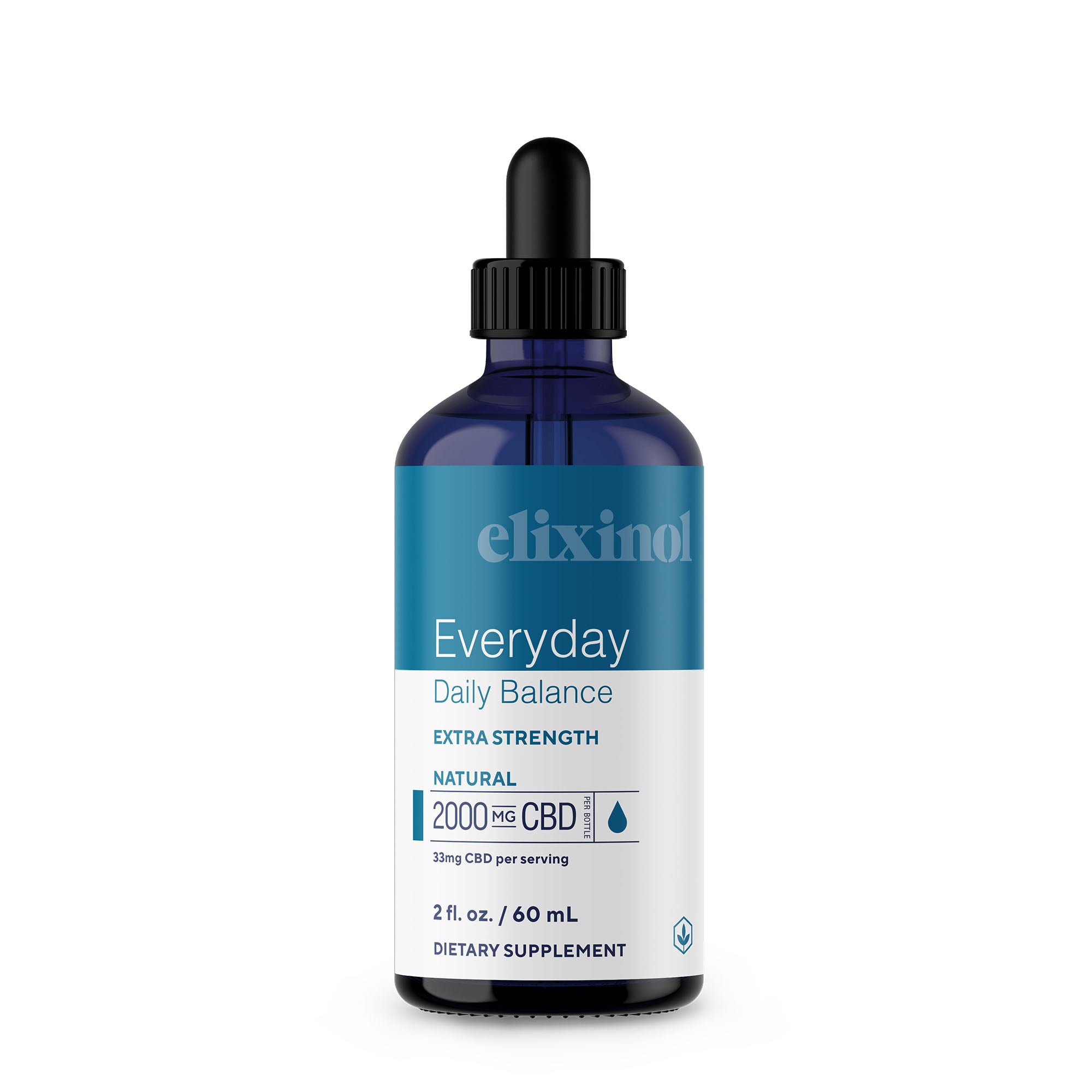 Elixinol, Daily Balance CBD Tincture, Full Spectrum, Natural Flavor, 2oz, 2000mg CBD 2