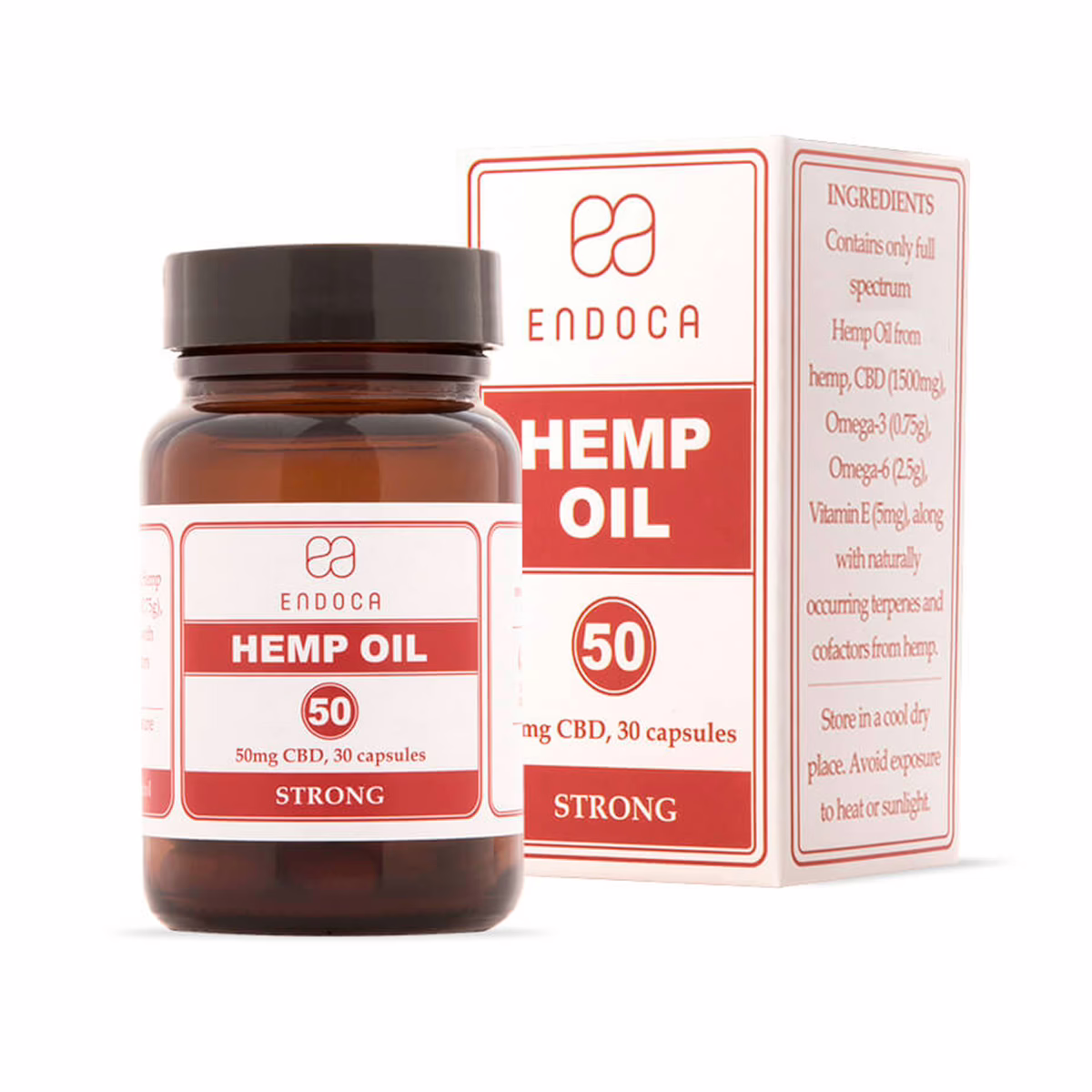 Endoca, CBD Capsules 50mg Strong, Full Spectrum, 30ct, 1500mg CBD Endoca, CBD Capsules 50mg Strong, Full Spectrum, 30ct, 1500mg CBD