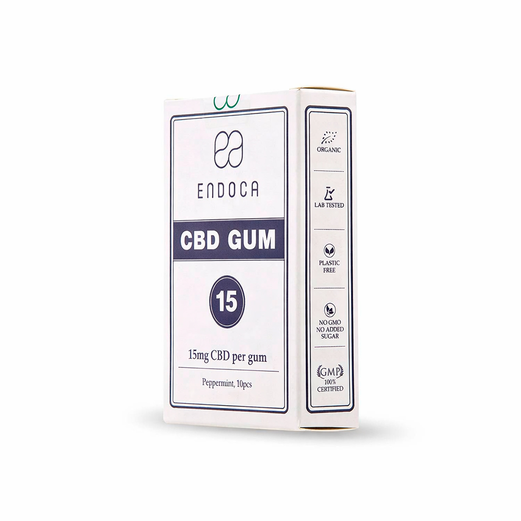 Endoca, CBD Chewing Gum, Peppermint, 10ct, 150mg CBD 1