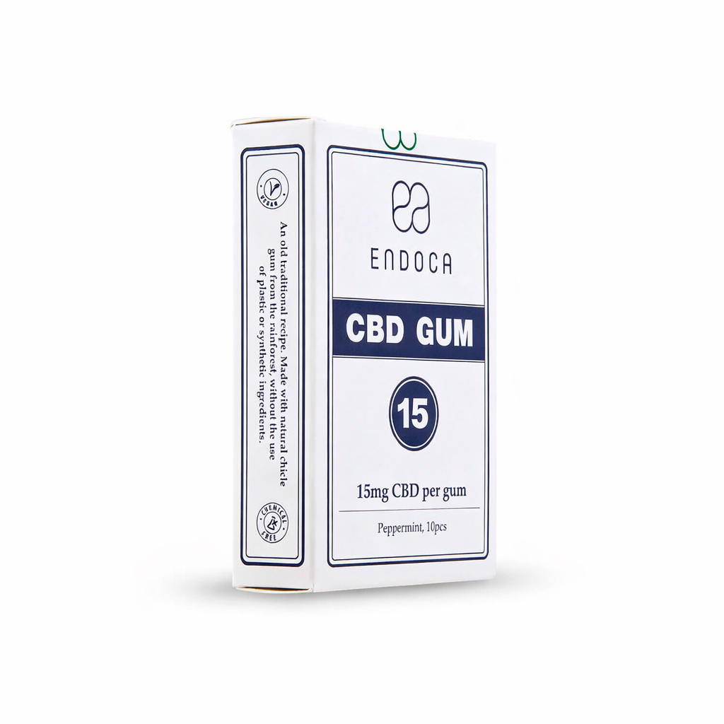 Endoca, CBD Chewing Gum, Peppermint, 10ct, 150mg CBD 1