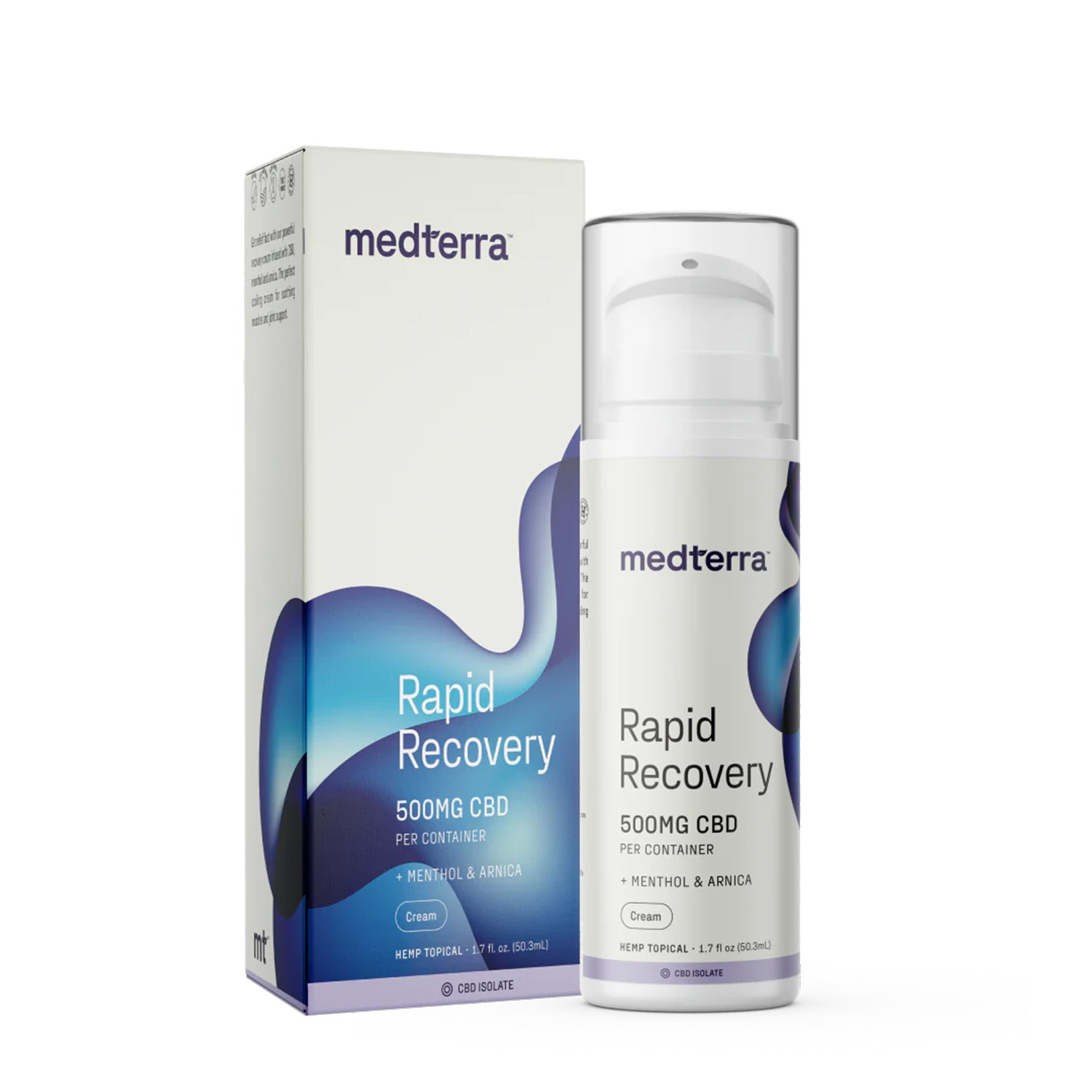 Medterra, Rapid Recovery CBD Cream, Isolate THC-Free, 1.7fl oz, 500mg CBD
