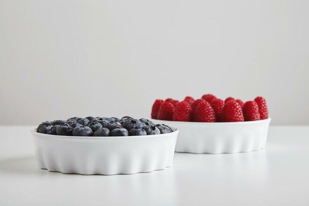 Raspberries and Blueberries