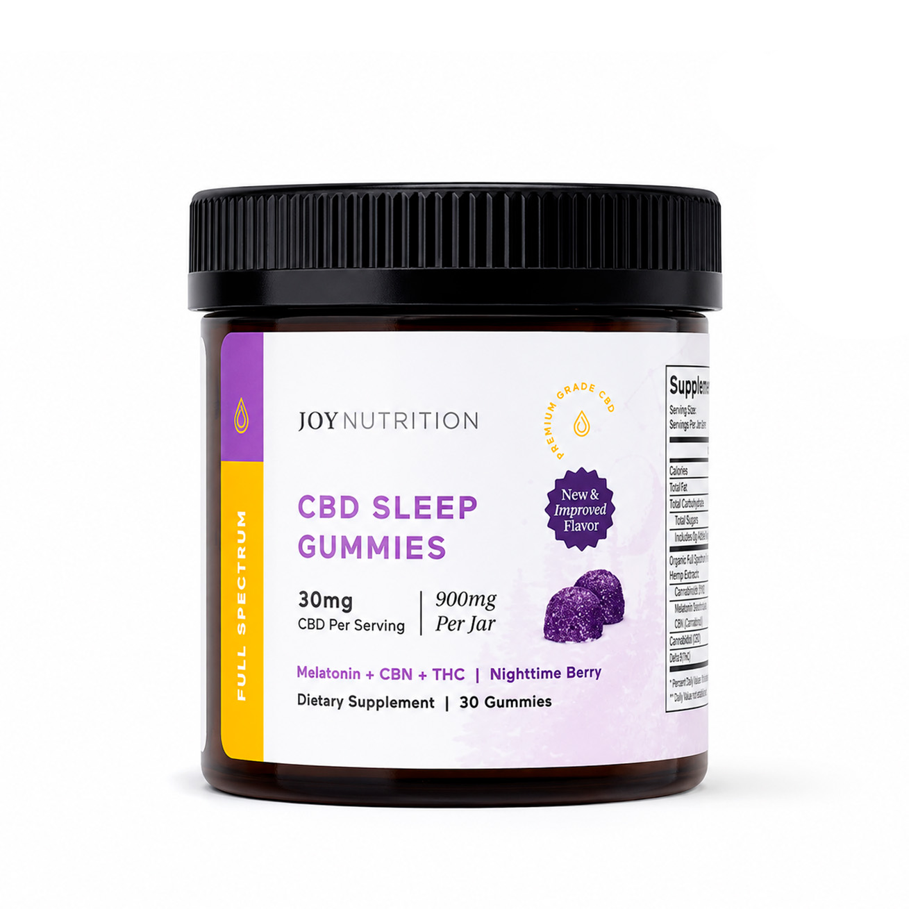 Joy Organics, CBD Sleep Gummies + CBN + THC, Nighttime Berry, Full Spectrum, 30ct, 30mg THC + 90mg CBN + 900mg CBD Joy Organics, CBD Sleep Gummies + CBN + THC, Nighttime Berry, Full Spectrum, 30ct, 30mg THC + 90mg CBN + 900mg CBD