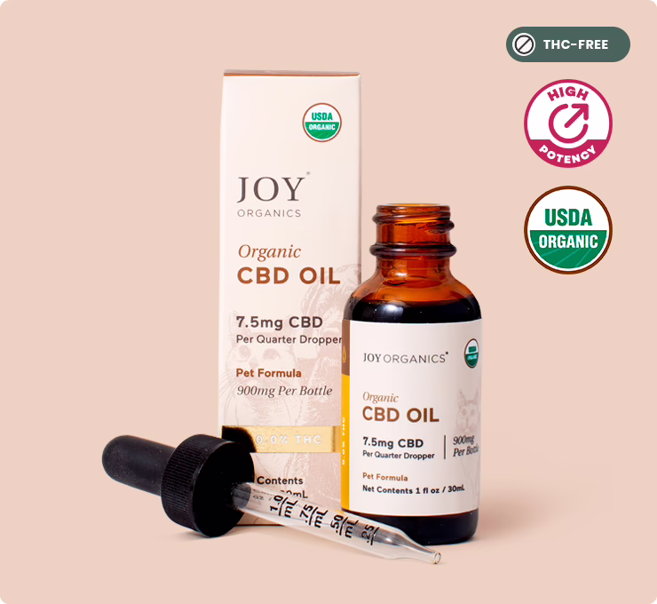 Joy Organics, Premium CBD Pet Tincture for Dogs + Cats, Broad Spectrum THC-Free, 1fl oz, 900mg CBD