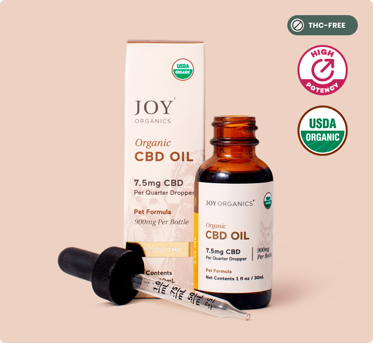 Joy Organics, Premium CBD Pet Tincture for Dogs + Cats, Broad Spectrum THC-Free, 1fl oz, 900mg CBD