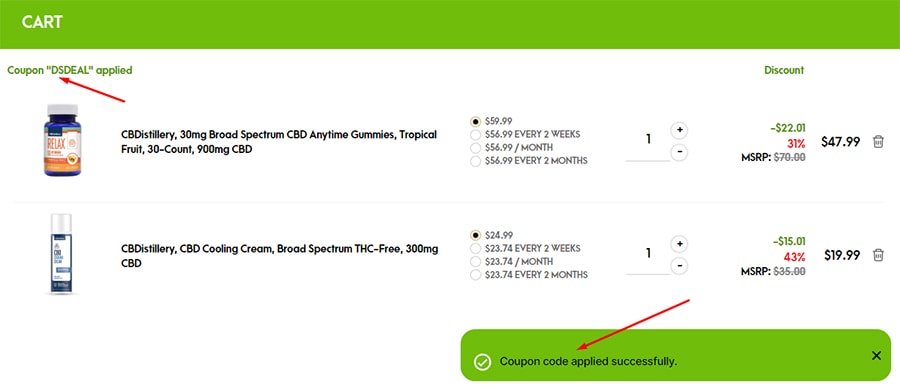 How to Apply CBDistillery Coupon Codes? Step 4