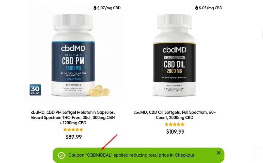 How to Apply cbdMD Coupon Codes? Step 3