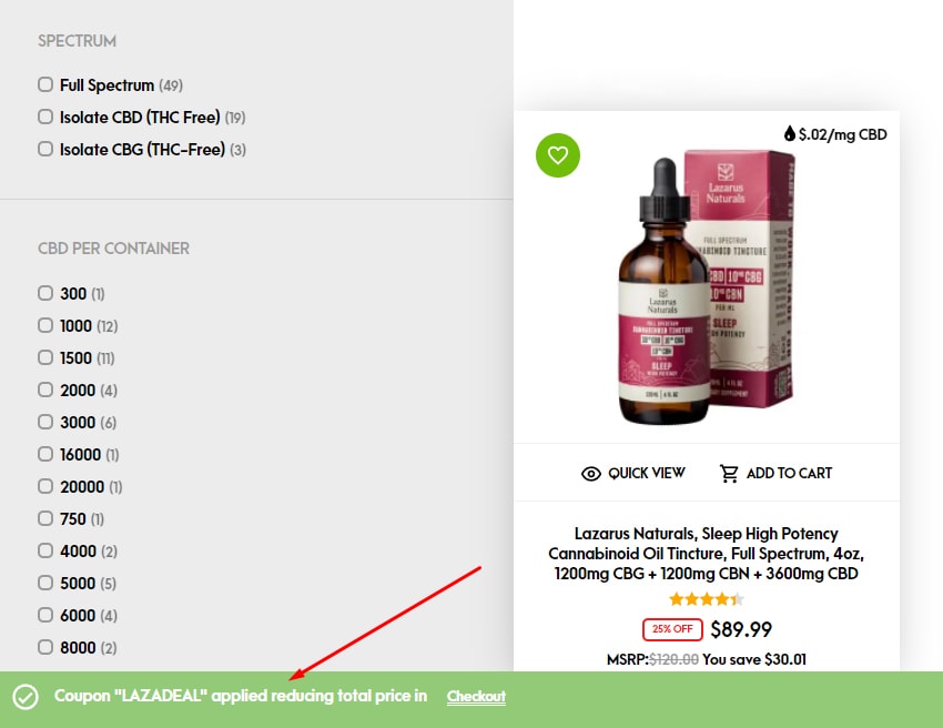 How to Apply Lazarus Naturals Coupons? Step 3