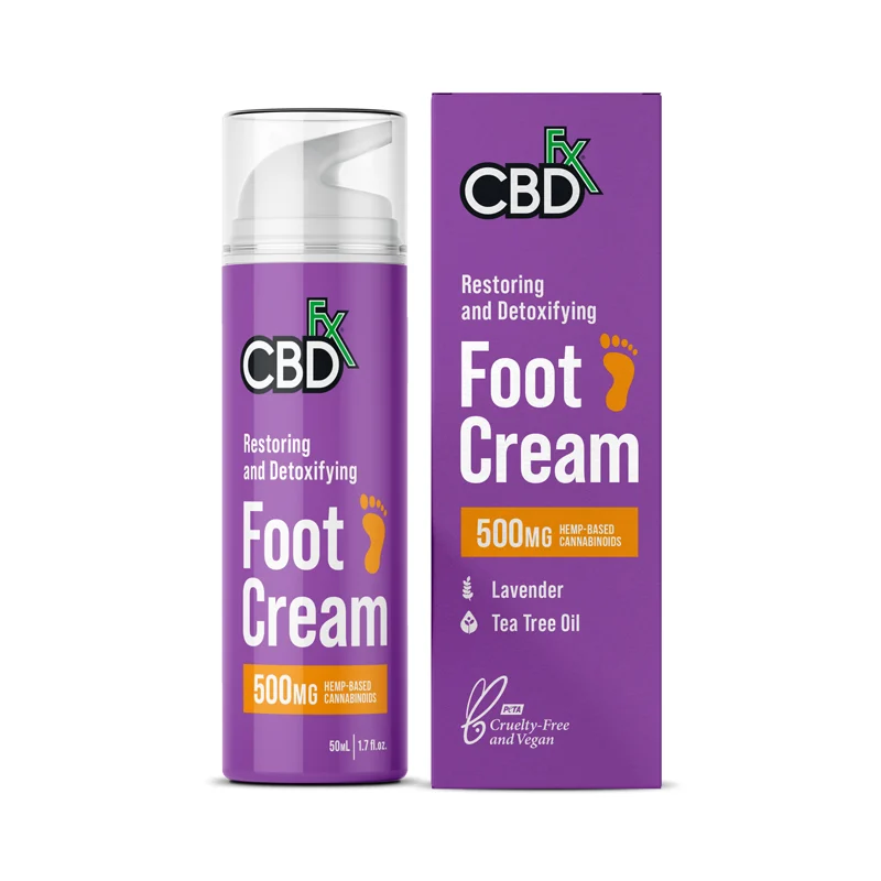 CBDfx, CBD Foot Cream, Lavender, Broad Spectrum THC-Free, 1.7oz, 500mg CBD