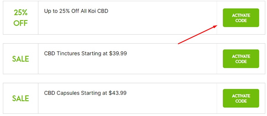 How to Apply Koi CBD Coupon Codes? Step 1