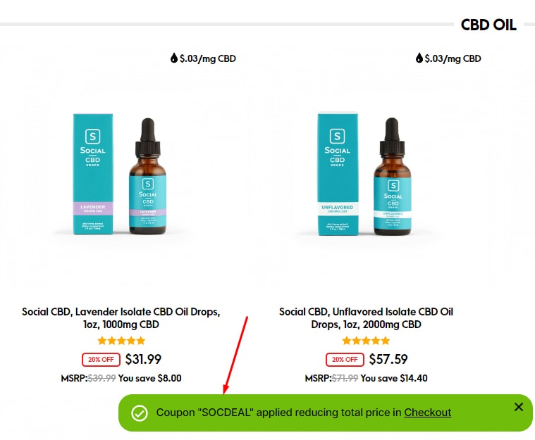 How to Apply Social CBD Coupons? Step 2