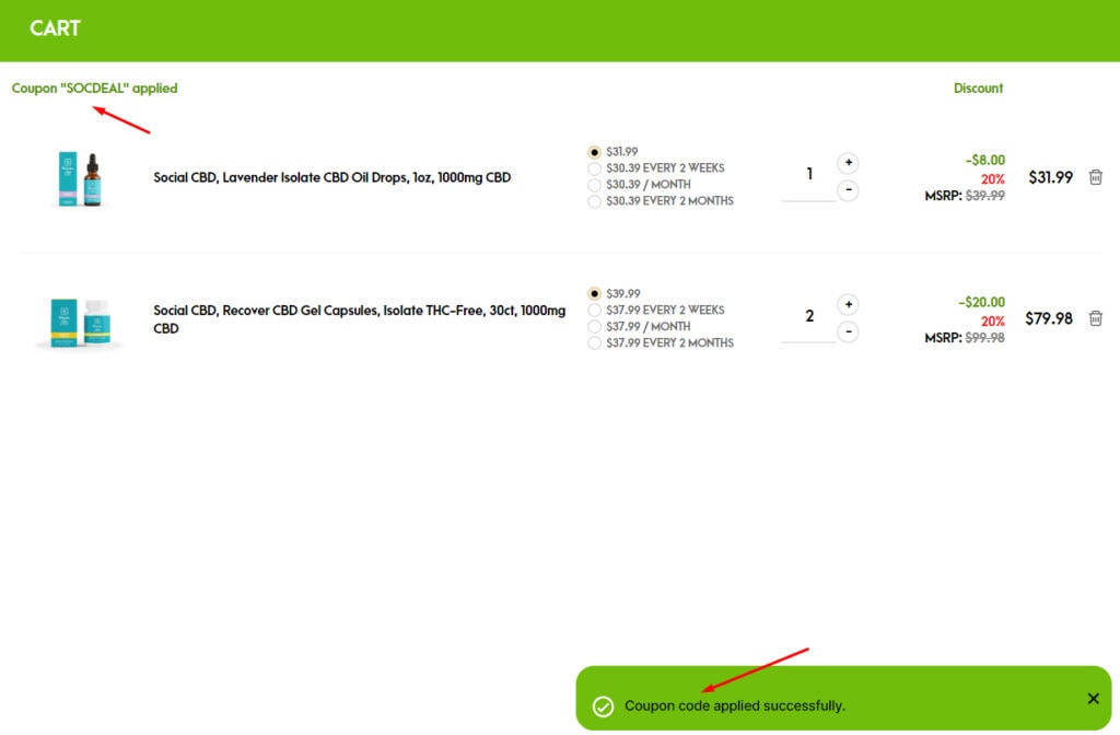 How to Apply Social CBD Coupons? Step 4