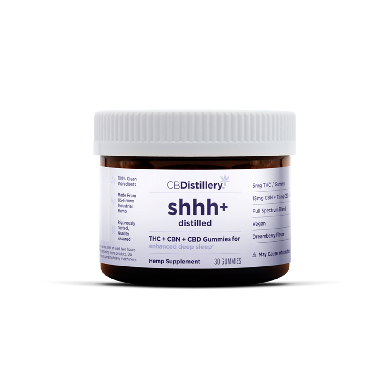 CBDistillery, Shhh+ Distilled THC + CBN + CBD Gummies for Deep Sleep, Dreamberry, Full Spectrum, 30ct, 150mg THC + 450mg CBN + 2250mg CBD