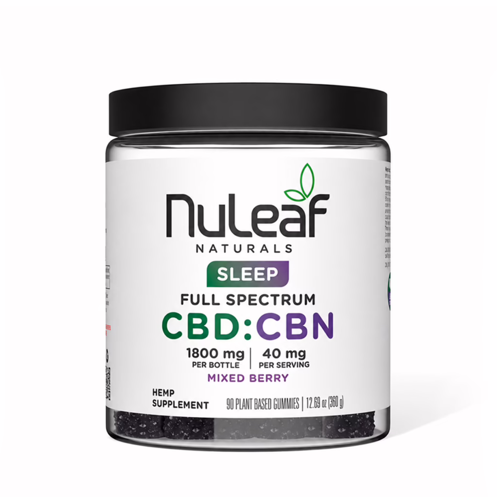 NuLeaf Naturals, CBD:CBN 3:1 Gummies, Mixed Berry, Full Spectrum, 90ct, 1350mg CBD + 450mg CBN
