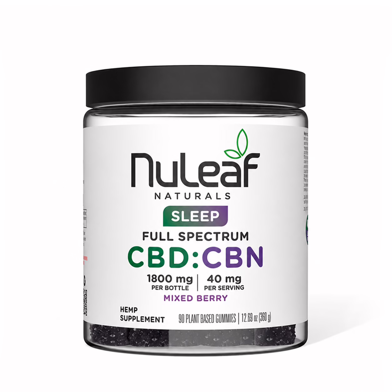 NuLeaf Naturals, CBD:CBN 3:1 Gummies, Mixed Berry, Full Spectrum, 90ct, 1350mg CBD + 450mg CBN