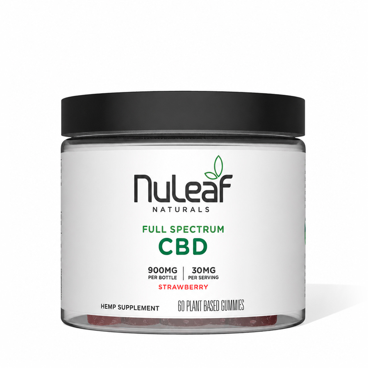 NuLeaf Naturals, CBD Gummies, Strawberry, Full Spectrum, 60ct, 900mg CBD