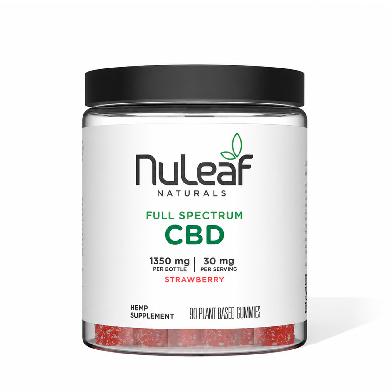 NuLeaf Naturals, CBD Gummies, Strawberry, Full Spectrum, 90ct, 1350mg CBD