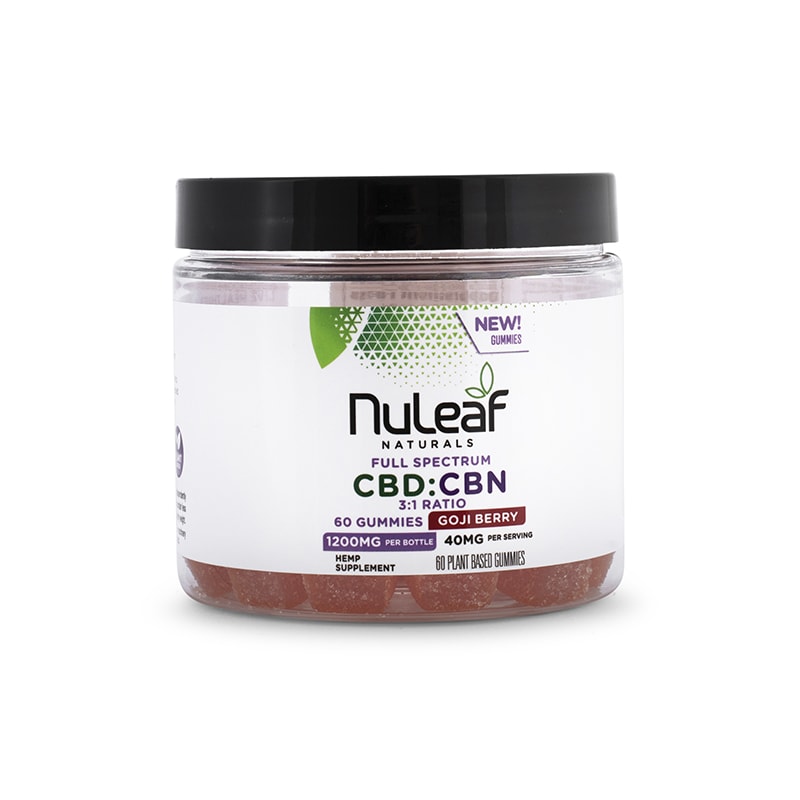 NuLeaf Naturals, Hemp CBD-CBN 3-1 Gummies, Goji Berry, Full Spectrum, 60ct, 900mg CBD + 300mg CBN 1