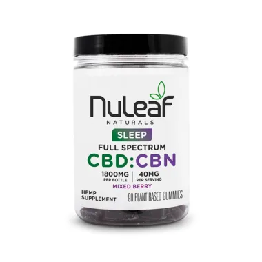 NuLeaf Naturals, Hemp CBD:CBN 3:1 Gummies, Mixed Berry, Full Spectrum, 90ct, 1350mg CBD + 450mg CBN