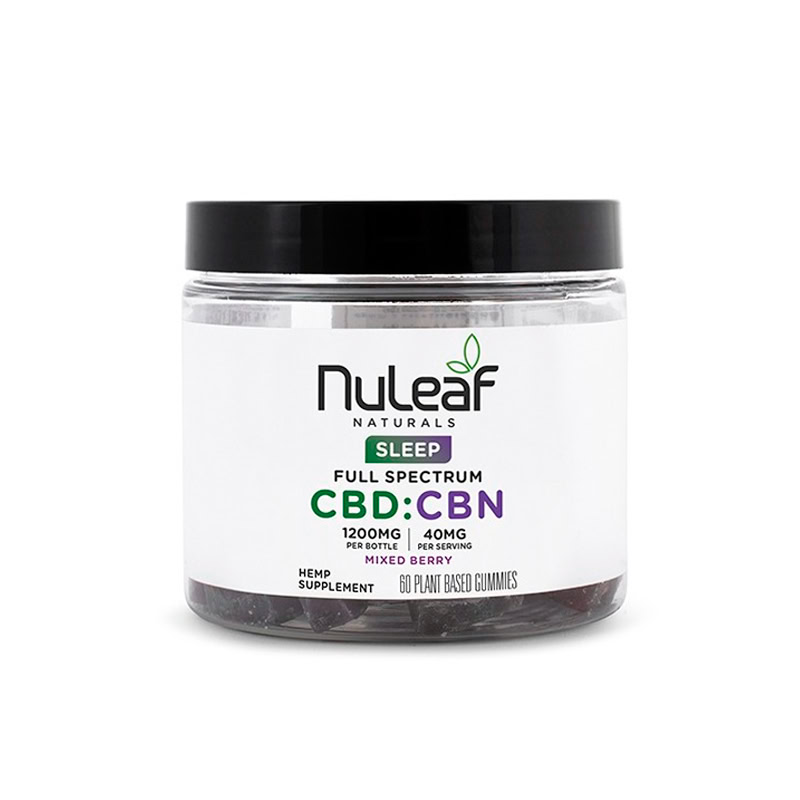 NuLeaf Naturals, Hemp CBD:CBN 3:1 Gummies, Mixed Berry, Full Spectrum, 60ct, 900mg CBD + 300mg CBN