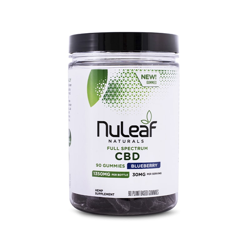 NuLeaf Naturals, Hemp CBD Gummies, Blueberry, Full Spectrum, 90ct, 1350mg CBD 1