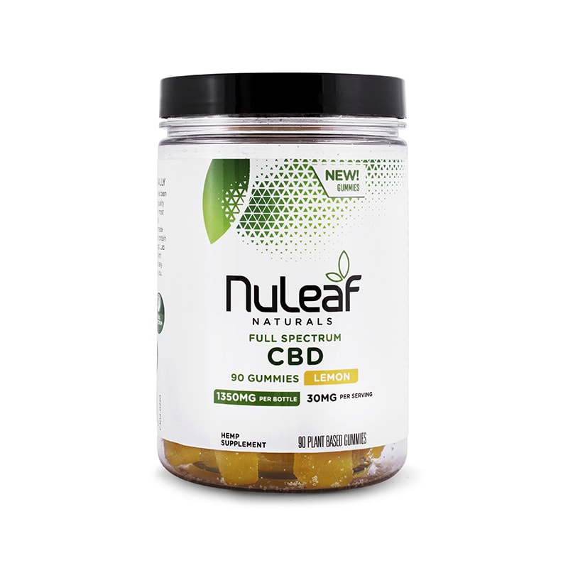 NuLeaf Naturals, Hemp CBD Gummies, Lemon, Full Spectrum, 90ct, 1350mg CBD 1