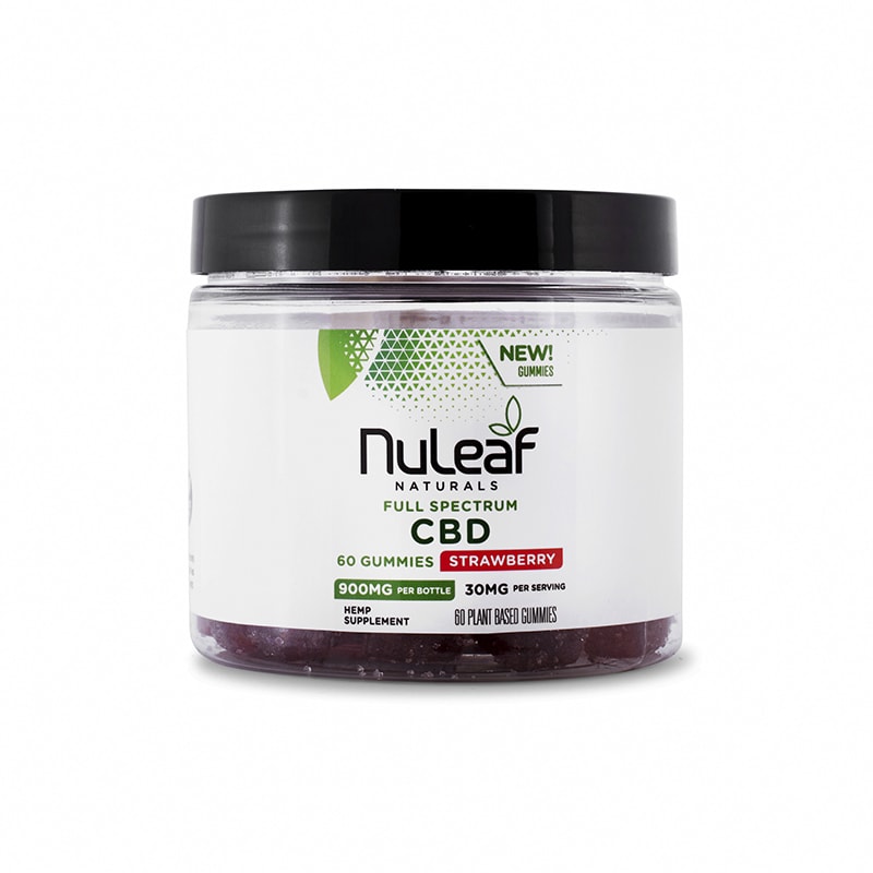 NuLeaf Naturals, Hemp CBD Gummies, Strawberry, Full Spectrum, 60ct, 900mg CBD 1