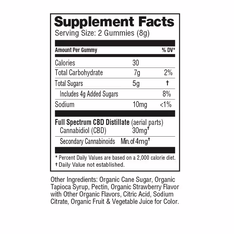 NuLeaf Naturals, Hemp CBD Gummies, Strawberry, Full Spectrum, 60ct, 900mg CBD